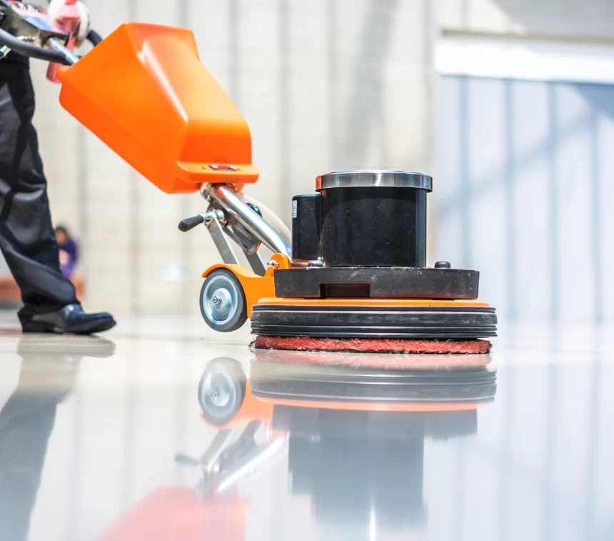close up of a floor burnisher